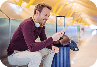 Gate agent assisting customers